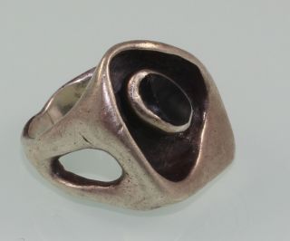 Rare Mid Century Modernist Hand Wrought Sterling Phyllis Sklar Ring