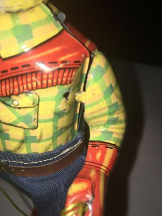 RARE ALPS VINTAGE JAPAN TIN TOY WINDUP DUCK WESTERN RODEO 3