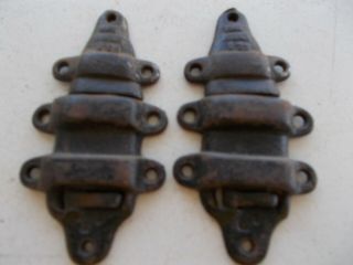 Antique Steamer Trunk Parts 2 Rare Cast Iron Clasps