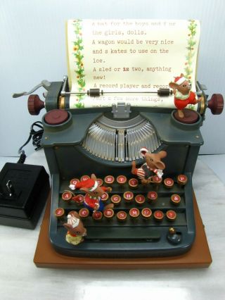 Enesco Rare Animated Mice On Typewriter Music Box Jolly Old St Nicholas