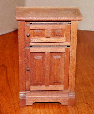 Dollhouse Miniatures Vintage Wooden Ice Box W/ice Compartment In Top