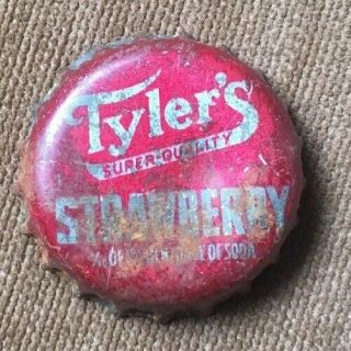 Vtg Tyler’s Strawberry Soda Cork Crown Bottle Cap Iowa Rare Red