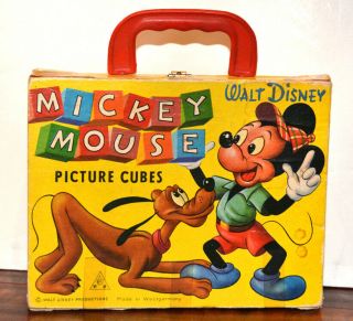 Walt Disney Mickey Mouse Picture Cubes Puzzle Rare Vintage Import Germany Toy