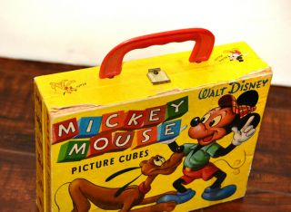Walt Disney Mickey Mouse Picture Cubes Puzzle Rare Vintage Import Germany Toy 3