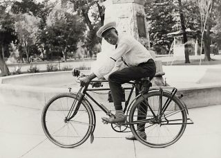 Antique Photo.  African American Man On Bicycle.  Photo Print 5x7