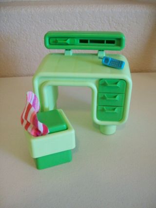 Vtg 1979 Barbie A Frame Dream House Replacement Green Desk And Stool Modern