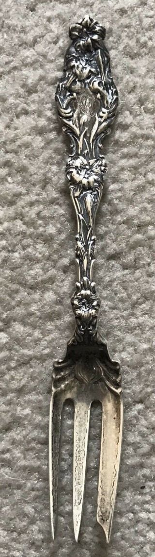 Vintage Whiting Lily 1902 Sterling Silver 6.  25 Inch 3 Tine Fork