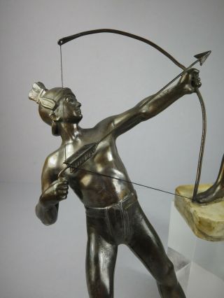 Pair Antique 1930 ' s Art Deco Bronzed Spelter Spartan Warrior Figurines 3