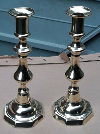 Antique Victorian Brass Candlesticks With Push Extractors
