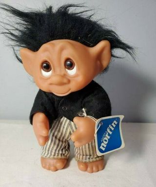 Vintage Thomas Dam Troll Doll 9 " Denmark Norfin Groom W/ Tag 6053