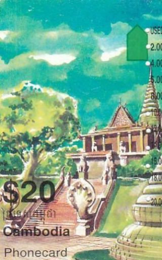 Telstra Cambodia $20 Temple Prefix 1445 Rare Number A54