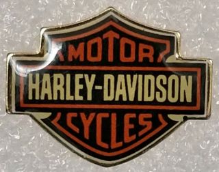 Vintage & Rare Harley Davidson Enamel Bar & Shield Pin Gently