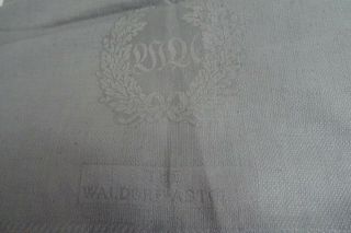 Rare Grey Vtg Irish Linen Huck Back Towel The Waldorf Astoria Hotels