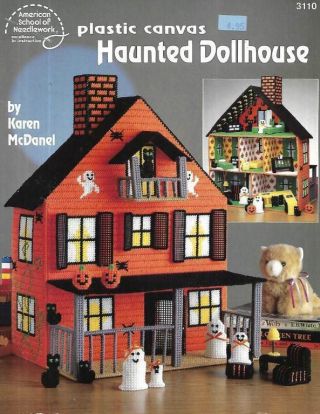 Rare Oop Plastic Canvas Haunted Dollshouse