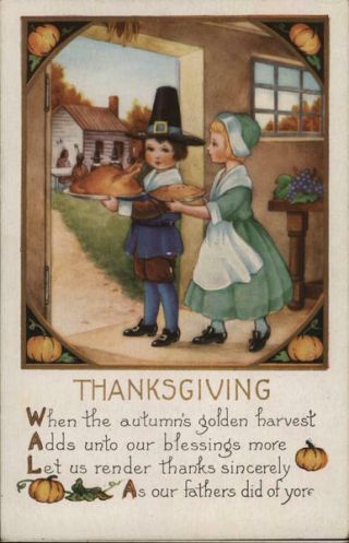 Children Thanksgiving Whitney Made Antique Postcard Vintage Post Card