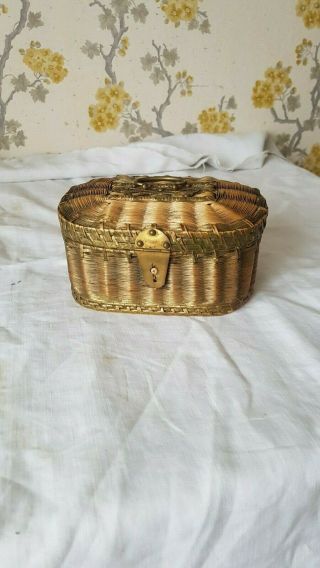 Antique French Sewing Basket With Silk Lining
