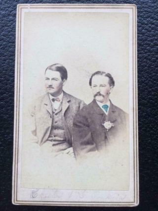 Antique 1800s Civil War Era Cdv Photo 2 Men York Charlie Perkins Horatio