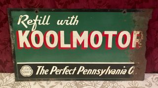 Rare 1930’s Cities Service Koolmotor Double Sided Sign