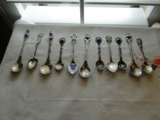 11 Small Collectible Spoons,  Most Made In Holland,  2 Sterling,  2.  800,  3 Geha,