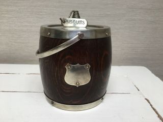 James Deakin & Sons Victorian Wooden Biscuit Barrel - Silver Plate