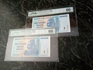 Zimbabwe 100 Trillion Dollars 2 Pmg 66 Epq P91 Rare Notes Aa/2008 Unc