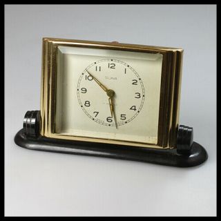 Slava Soviet Russian Cccp Ussr Gold Metal Black Mechanical Wind Up Alarm Clock