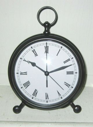 Pottery Barn Antique English Style Bronze Finish Pocket Watch Table Alarm Clock