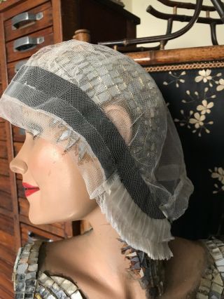 French Antique 1900 Ladies Handmade Bonnet - Tulle