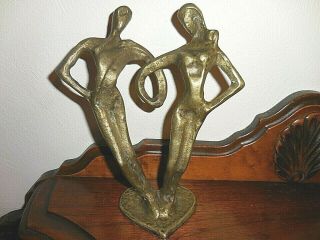 Vintage Solid Bronze Figural Sculpture Man And Woman Entwined 9 "