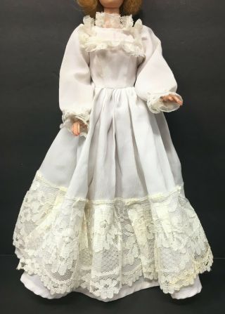 Vintage Barbie Clone White Doll Prairie Wedding Gown Dress Velcro Back