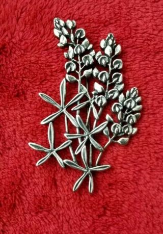Rare James Avery Sterling Silver 925 Large Texas Bluebonnet Pin Brooch