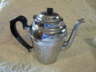 Vintage Art Deco Black Bakelite Handle Coffee Carafe Chromium Pot Server