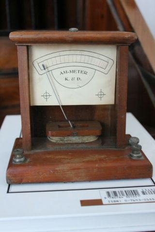 Antique Ammeter [ Amp Meter ] In Fine,  Early K.  & D.  Product