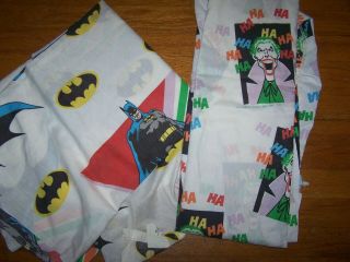Vintage 1989 Batman & Joker Twin Sheet Set Flat & Fitted