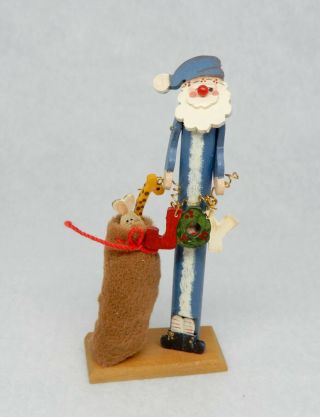 Vintage Yahna Folk Art Santa Claus Statue Artisan Dollhouse Miniature 1:12 2