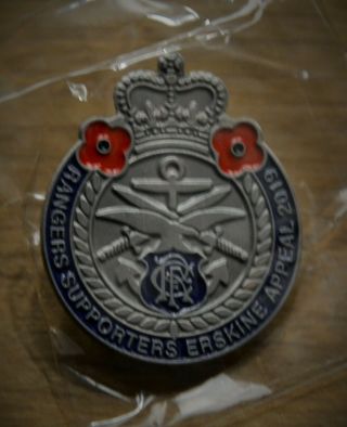 Rare 2019 Rangers Supporters Erskine Appeal Poppy Pin In Packet L@@k