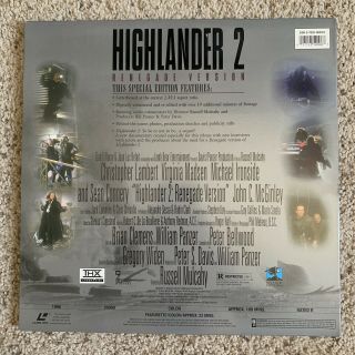 Highlander 2 Renegade Version Director’s Cut Widescreen THX Laserdisc - VERY RARE 2