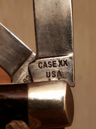 Case XX USA 1978 6254 Dark REDDISH Bone Large TRAPPER W/ ' RARE ' MUSKRAT Blade 3
