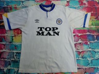 13 Mens Vintage 1990 - 01 Leeds United Fc Shirt Rare Top Man Large Jersey