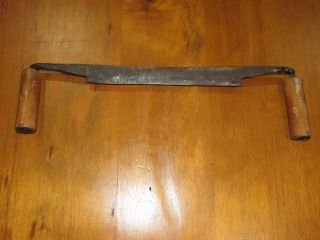 Antique 10 " Draw Knife With Wooden Handles