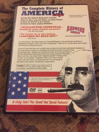 The Complete History Of America Abridged (dvd,  2005) - Very Rare Oop
