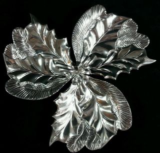 Antique Silverplate International Silver Co.  3 Leaf Handled Trinket Candy Dish