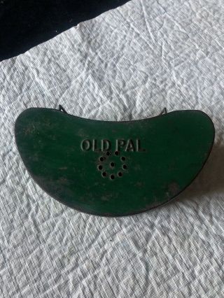 Vintage Old Pal Fishing Green Bait Box,  Vented With Belt Holder Clips