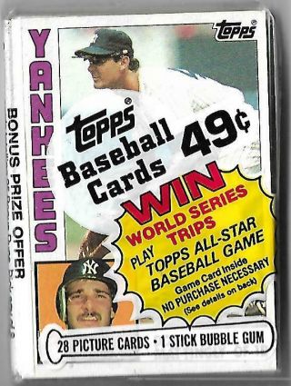 1984 Topps Baseball Cards Cello Pack With Don Mattingly Rc Rookie Showing Rare