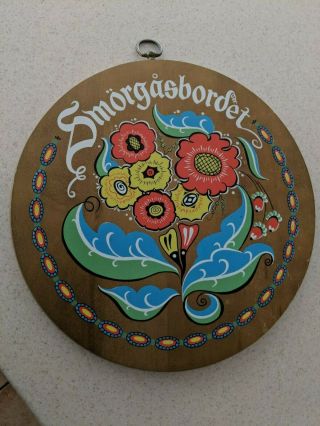 Vintage Berggren Swedish Smorgasbordet Wood Platter Wall Hanging Cutting Board