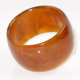Vintage Bakelite Bracelet Bangle Rare Honey Amber Marble Color Extra Wide