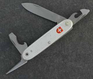 1981 Wenger Delemont No Victorinox Swiss Army Soldier Knife Rare Silver Alox