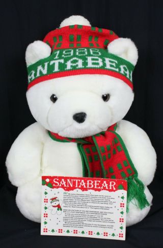 Vtg Santa Bear 1986 Plush Stuffed Animal W/ Bag Postcard Dayton Hudson Pristine