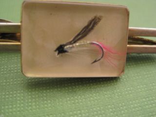 Vintage Fly Fishing Tie Clip Clasp Old Real Hook Hankok Gold Gift For Fisherman
