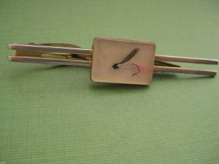 Vintage Fly Fishing Tie Clip clasp old real hook Hankok gold gift for fisherman 2
